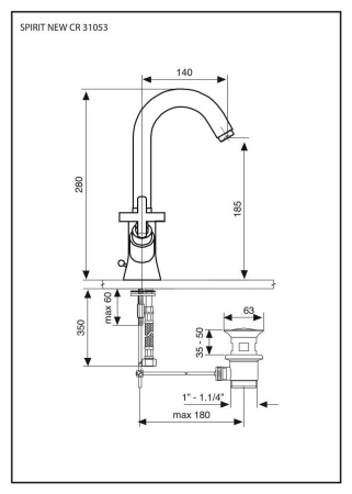 Смеситель Emmevi Spirit New 31053/NEO на раковину черный матовый