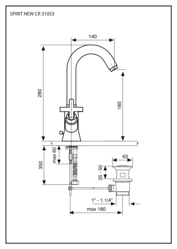 Смеситель Emmevi Spirit New 31053/OR на раковину золото - фото 2