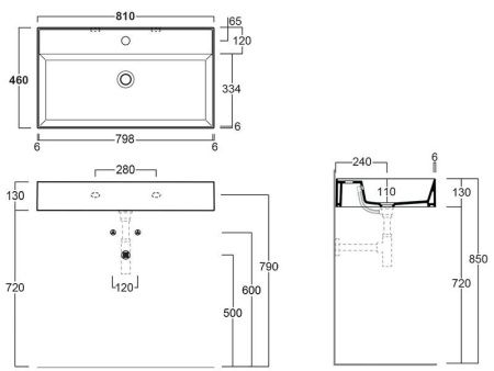 Раковина из сантехнического фаянса Simas AG 81 bia 80х50 подвесная цвет белый