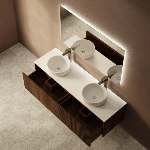 Тумба с раковиной ArtDecco Camilla (Камилла) ACM15W22D300 150x45x40 подвесная цвет черный орех - фото 3