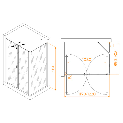 Душевой уголок RGW Passage 060814429-14 120х90 стекло прозрачное профиль черный без поддона - фото 2