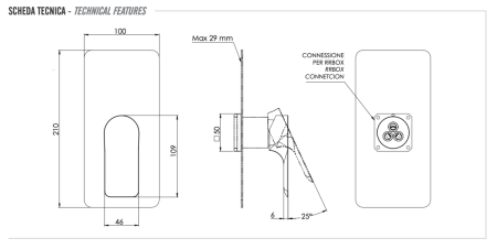 Смеситель для душа Remer Infinity I30KBDO встраиваемый в стену золото