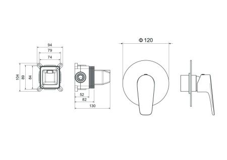 Смеситель для душа Aquatek Бетта AQ1166BGM встраиваемый в стену вороненая сталь