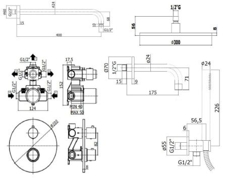 Душевая система Paffoni Light KITLIQ019CR139KING встраиваемая в стену цвет хром с термостатом