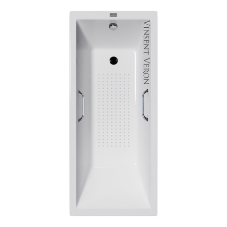 Ванна чугунная Vinsent Veron Square VSQ1707545H/VH0012CH-AS 170х75 пристенная прямоугольная с ножками с ручками