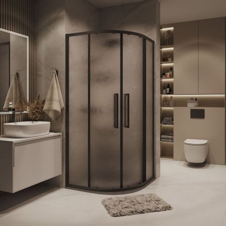 Душевой уголок Grossman Cosmo 301.K33.02.9090.21.02 90х90 стекло текстурное профиль черный без поддона