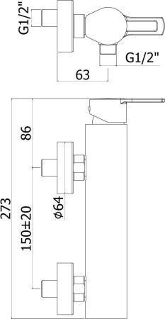 Смеситель для ванны с душем Paffoni Ringo RIN168NO настенный черный