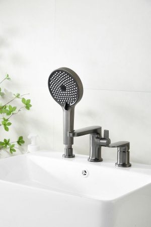 Смеситель BELZ B66713-3 на борт ванны оружейная сталь