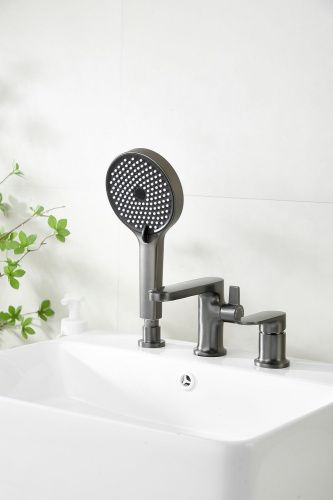 Смеситель Belz B713 B66713-3 на борт ванны оружейная сталь - фото 4