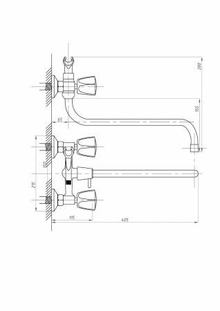 Смеситель для ванны и душа FAUZT FZs-471-17 настенный хром