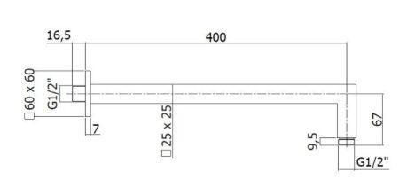 Верхний душ с держателем Paffoni Syncro ZSOF075BO + ZSOF063BO 20х40 белый