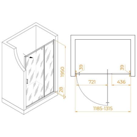 Душевая дверь RGW Passage 350800813-11 120х195 стекло прозрачное профиль хром