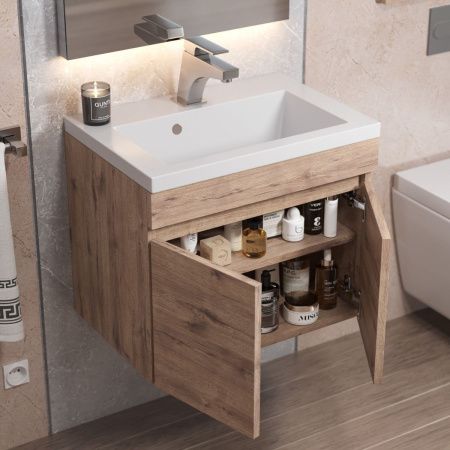 Тумба под раковину Uperwood Eva 3930213461 50х30 подвесная цвет коричневый