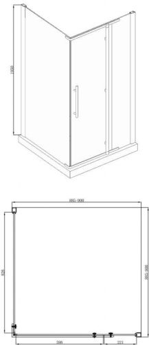 Душевой уголок Bravat Blackline BS090.3113A 90х90 стекло прозрачное профиль черный без поддона - фото 3