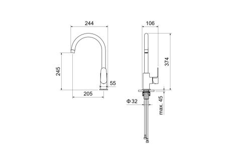 Смеситель для кухни Aquatek Оберон AQ1282BG на мойку золото
