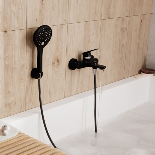 Смеситель для ванны WasserKRAFT Elbe 7400 7401 настенный черный - фото 2