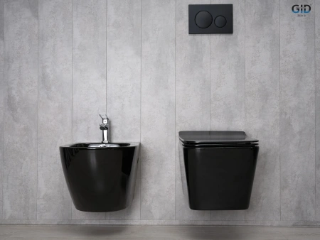 Унитаз подвесной Gid Cuadrado 62224Y черный с сиденьем микролифт безободковый