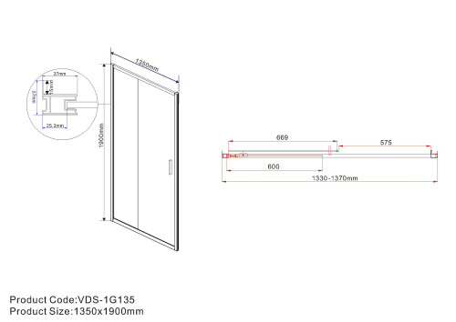 Душевая дверь Vincea Garda VDS-1G135CL 135х190 стекло прозрачное профиль хром глянцевый - фото 4