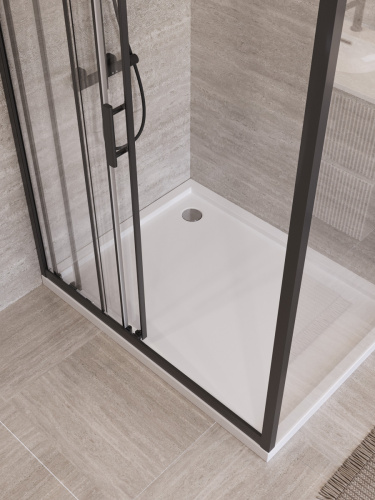 Душевой уголок BelBagno UNO-195 UNO-195-AHF-31-120/100-C-NERO 120х100 стекло прозрачное профиль черный без поддона - фото 2