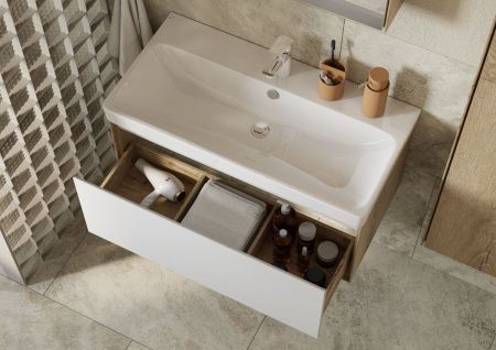 Раковина из сантехнического фарфора Santek Адриана WH501629 90х50 накладная цвет белый