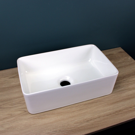 Раковина из сантехнического фарфора Teymi Helmi T50304 38х24 накладная цвет белый без отверстий под смеситель