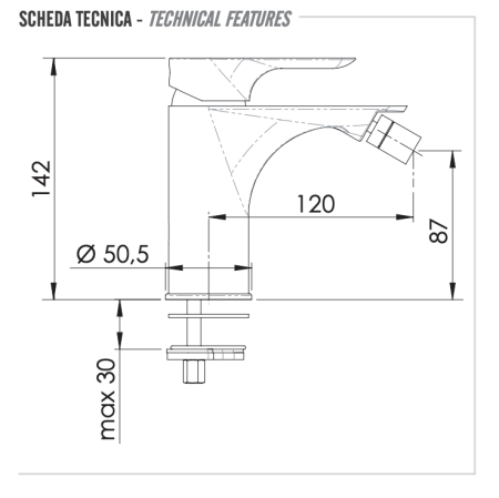Смеситель Remer Infinity I22BG на биде золото