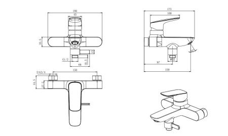 Комплект смесителей Aquatek ВЕГА AQ1030MB черный