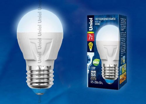 Лампа светодиодная Uniel LED-G45 7W/NW/E14/FR PLP01WH картон - фото 2
