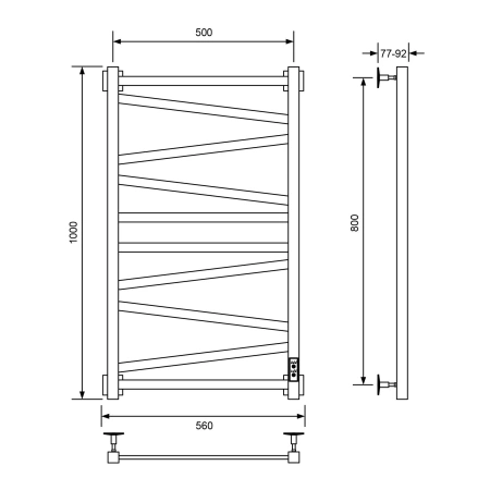 Полотенцесушитель электрический Veconi Barro-C B10050B-C 50х100 черный