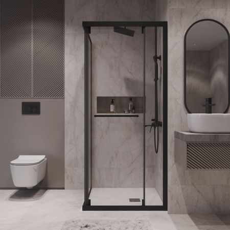 Душевой уголок Niagara Nova NG-6835-34BLACK 100х100 стекло прозрачное профиль черный без поддона