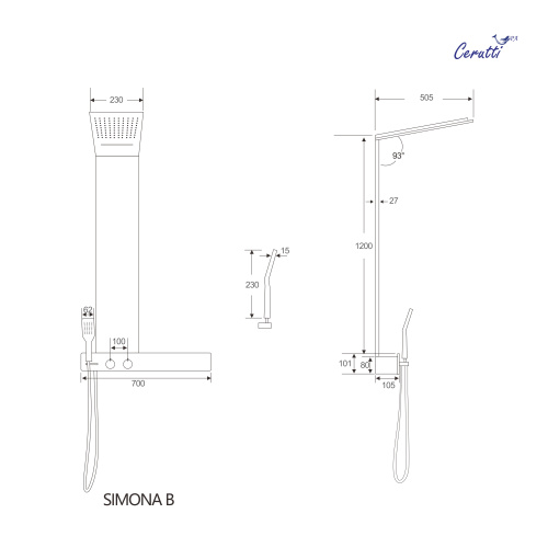 Душевая панель Cerutti SPA CT9660 прямоугольная настенная - фото 3