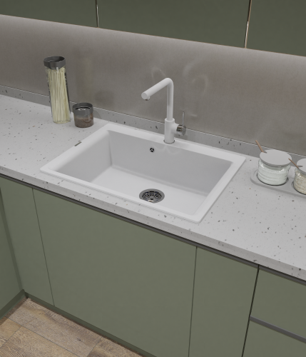 Смеситель для кухни Rivelato 9021601 brina cromo на мойку белый/хром - фото 4