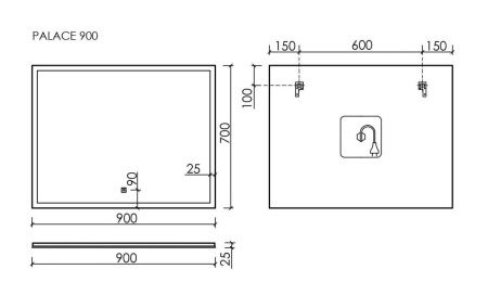 Зеркало с подсветкой Sancos Palace PA900 90х70 подвесное
