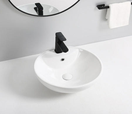 Раковина из санфаянса CeramaLux 9001 45х45 накладная цвет белый 1 отверстие под смеситель