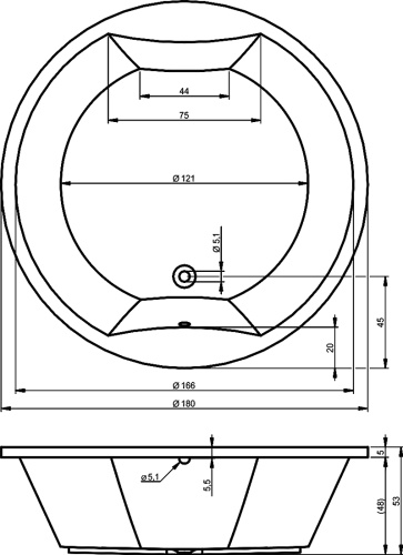 Ванна акриловая Riho COLORADO B038001005 180х180 пристенная круглая - фото 3