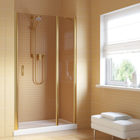 Душевая дверь Vegas-Glass EP-F-1 LUX EP-F-1 LUX 150 9 5 R 150х200 стекло тонированное профиль золото глянцевое