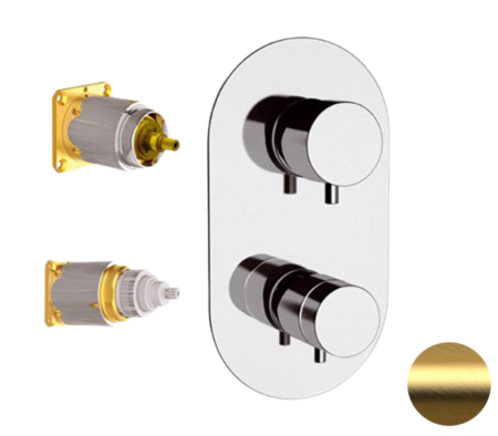 Смеситель для душа Daniel Suvi Thermo ST20612D2KBDP встраиваемый в стену брашированное золото с термостатом