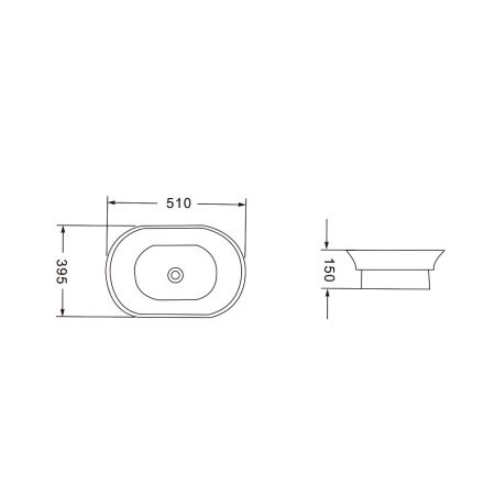 Раковина из сантехнического фарфора Vincea VBS-205 50х40 накладная цвет белый без отверстий под смеситель