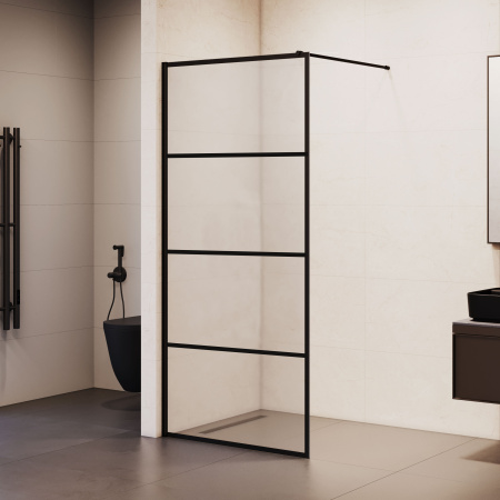 Душевая перегородка RGW Walk In 351001960-84 60х200 стекло с рисунком профиль черный