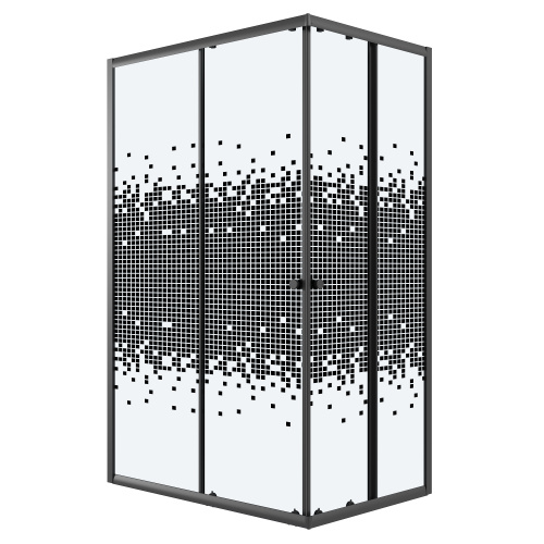 Душевой уголок Niagara Eco NG-1012-14QBLACK 117х78 стекло с рисунком профиль черный матовый - фото 2