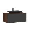 Тумба с раковиной Orka Craft 5001125 100х50 подвесная цвет черный/коричневый