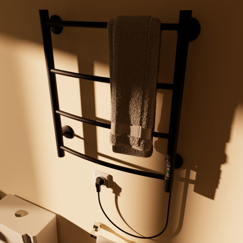 Полотенцесушитель Маргроид Вид 4 04-6050-1049-9005R 53х60 электрический черный матовый - фото 3