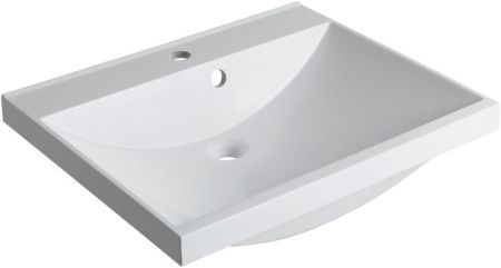 Раковина из искусственного камня Aquanet Нота 00281220 60х50 полувстраиваемая цвет белый 1 отверстие под смеситель