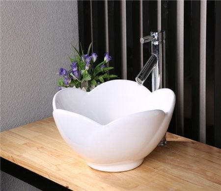 Раковина из сантехнического фаянса CeramaLux 9078 40х40 накладная цвет белый без отверстий под смеситель