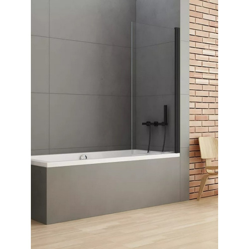 Душевая шторка на ванну New Trendy NEW SOLEO Black P-0040 90х140 стекло прозрачное профиль черный ориентация универсальная - фото 2