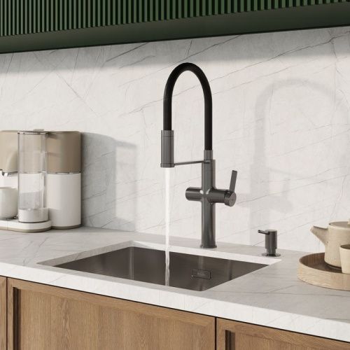 Смеситель для кухни Iddis Ikon IKNGMFFi05 на столешницу графит - фото 2