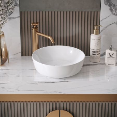 Раковина из сантехнического фаянса Grossman Style GR-3032 40х40 накладная цвет белый без отверстий под смеситель