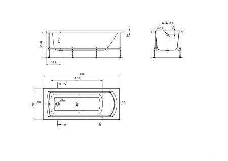 Ванна акриловая Santek Монако 1WH111979 170х70 пристенная прямоугольная без каркаса