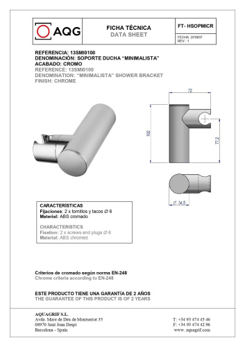 Смеситель для ванны AQG Alpha 01ALP411CR настенный хром - фото 4
