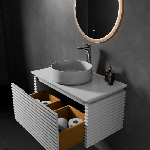 Тумба с раковиной ArtDecco Jacqueline (Жаклин) AJC08W34S300 80x45x40 подвесная цвет белый - фото 3